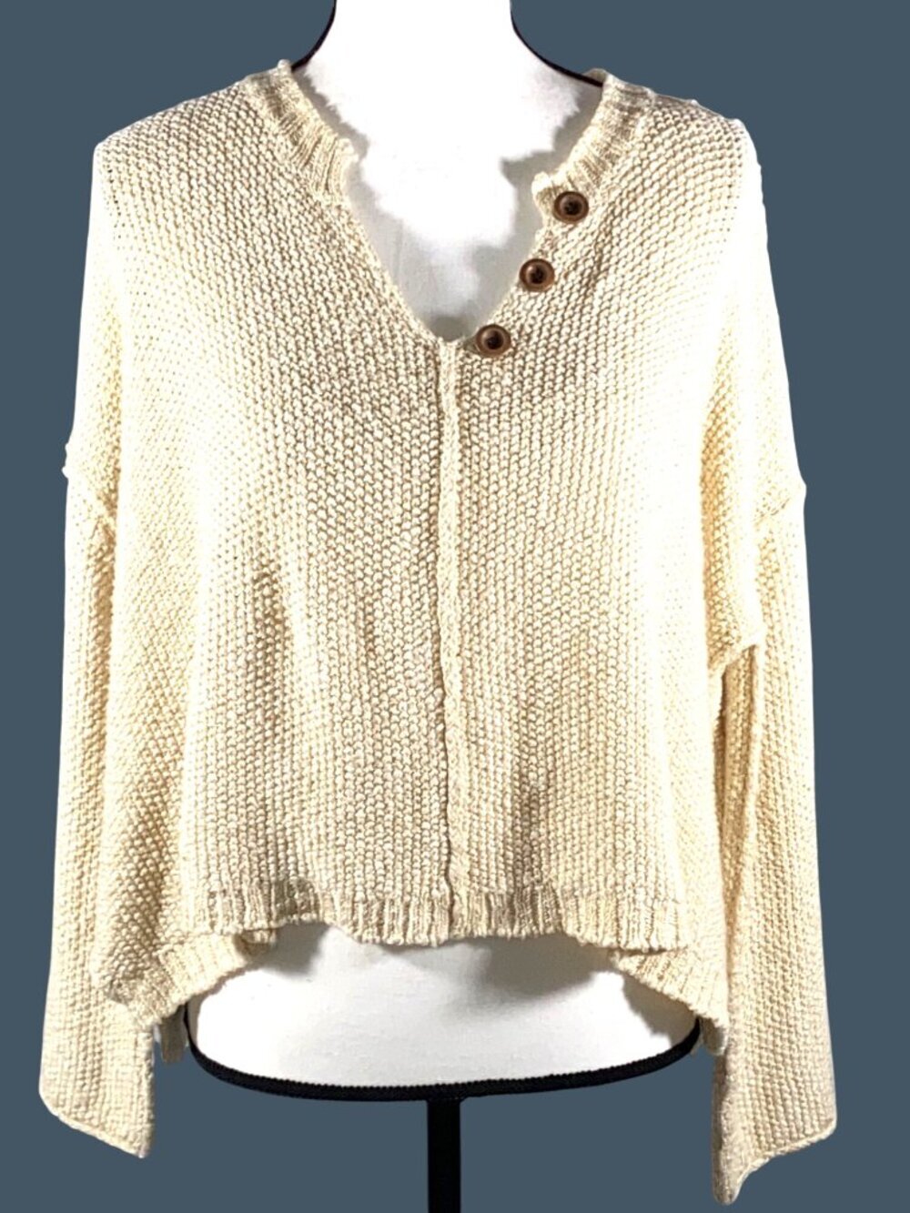 Ripcurl slouchy boxy oversized cropped bell sleeve Chunky Knit Sweater size M